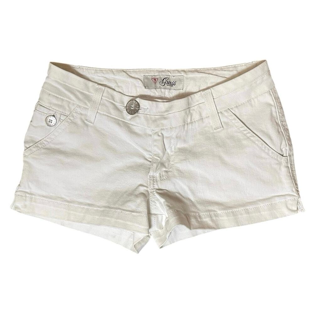 Y2K GUESS White Low Rise Micro Mini  Shorts Size 25 Coastal Cowgirl Festival